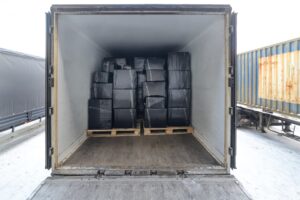 The back of a semi truck