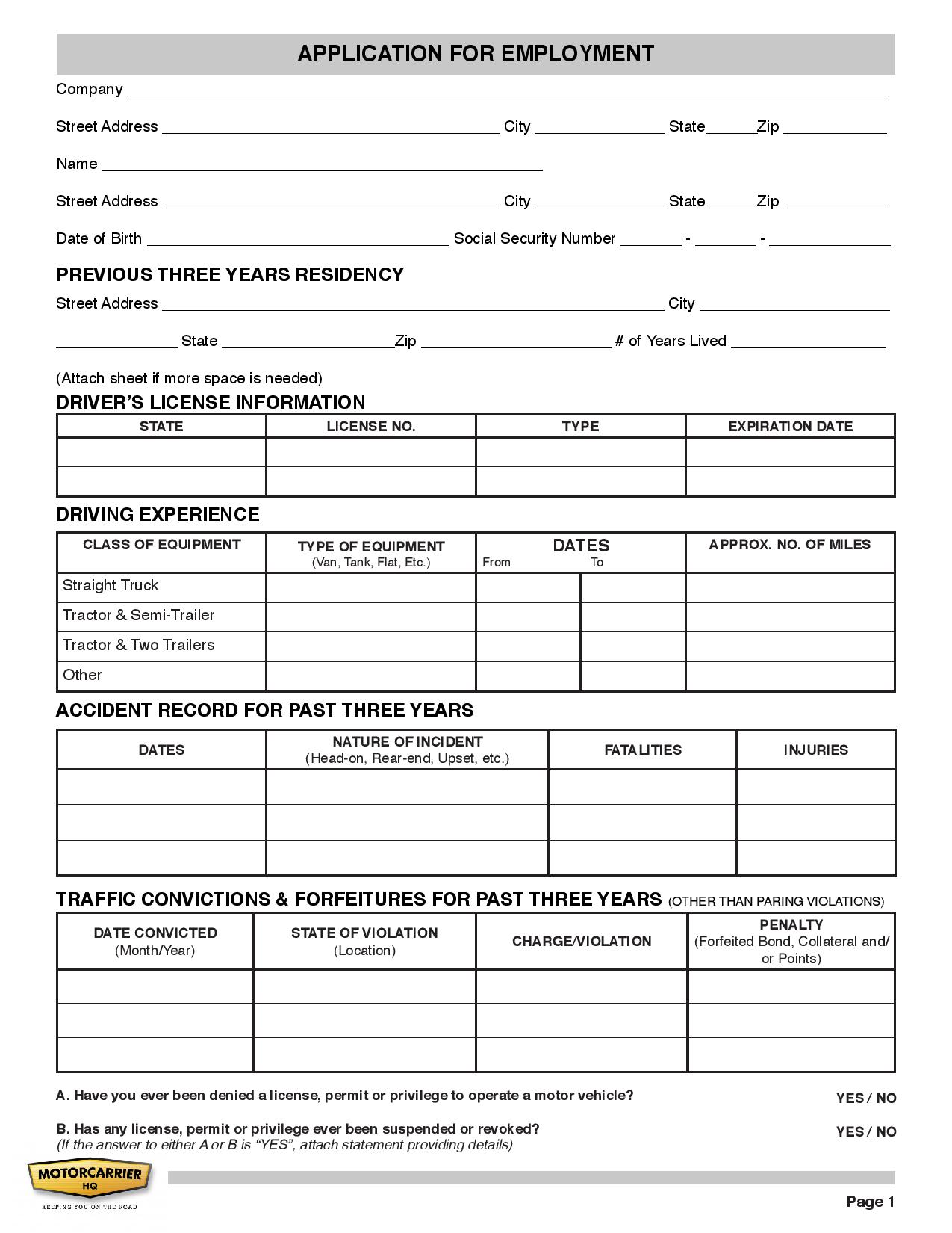 Example of an employment application PDF.