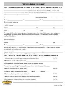 Previous employer inquiry document.