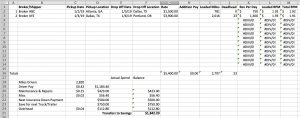 Screenshot showcasing the amount of money made for a trucking company.